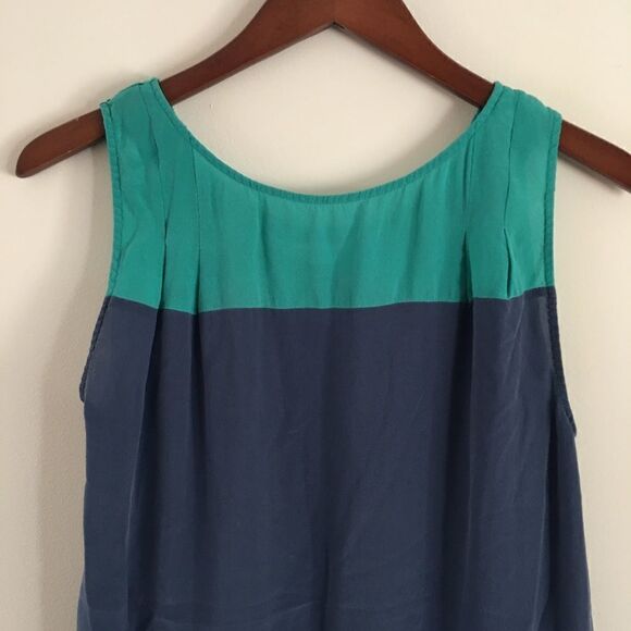 silence + noise sleeveless silk colorblock tunic dress | Size Small - Picture 5 of 6